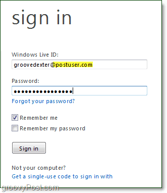 hvordan du logger på e-postadresser for live domener i Windows