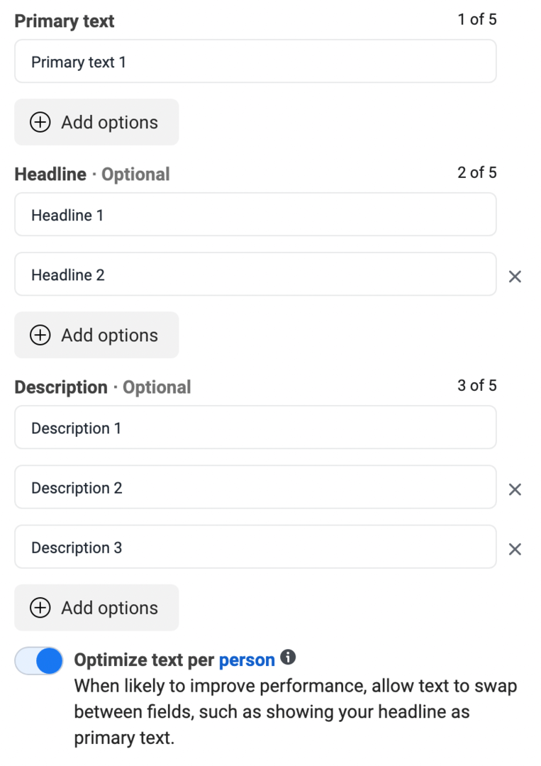 how-to-create-facebook-ads-customers-engage-with-optimize-text-per-person-algorithm-switch-on-optimize-text-per-person-option-primary-text-headline-description-example- 12