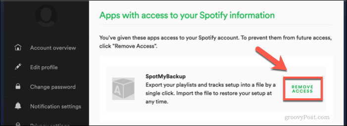 Tilbakekalling av SpotMyBackup-tilgang til Spotify