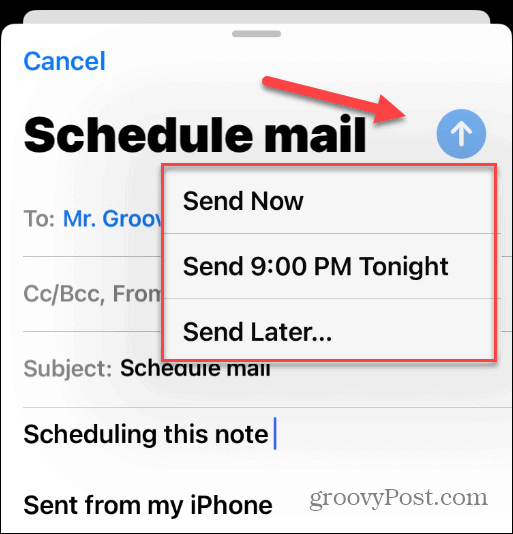Planlegg e-poster på iPhone