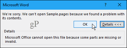 Kan ikke åpne Pages-dokumentet i Word