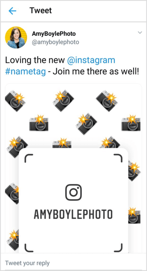 Krysspromotere Instagram-navnet ditt på sosiale kanaler som Twitter.