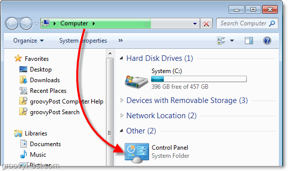 se kontrollpanelet fra datamaskinen min i Windows 7