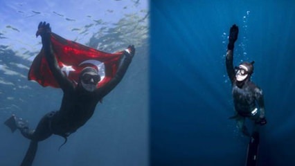 Historisk dykking i Antarktis fra nasjonal friidrettsutøver Şahika Ercümen