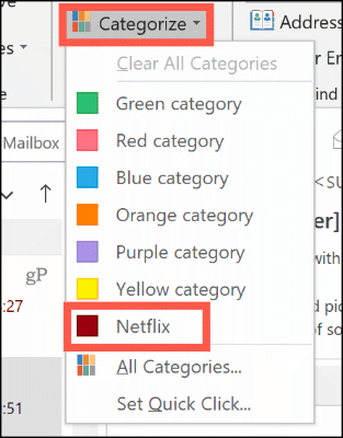 Angi en fargekategori manuelt i Outlook