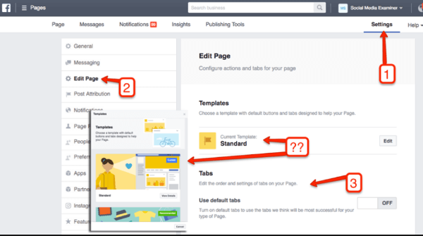 Slik endrer du Facebook-sidelayout ved hjelp av Business Manager.