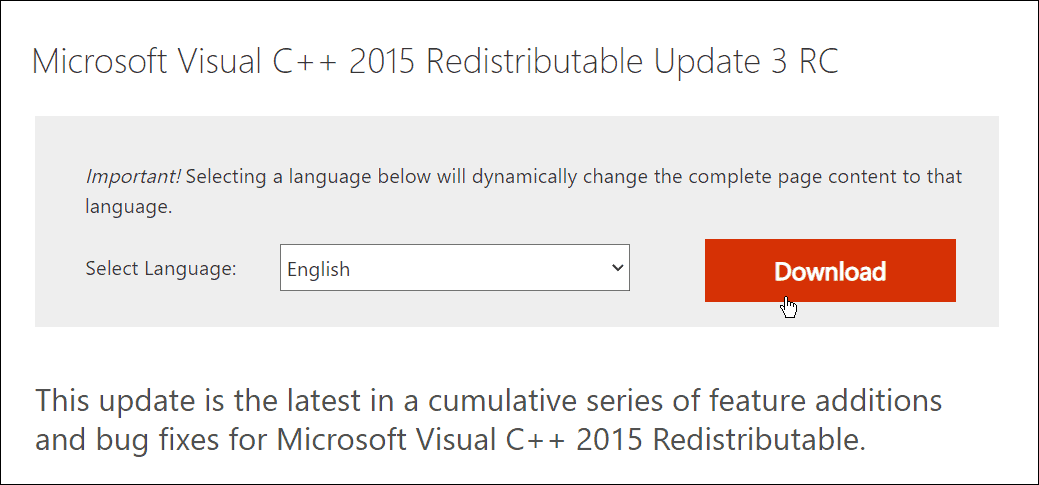 last ned Microsoft Visual C++ redistribuerbar