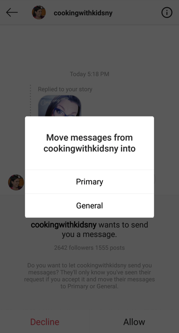 Instagram Creator Profile Direct Messages Inbox, trinn 2.