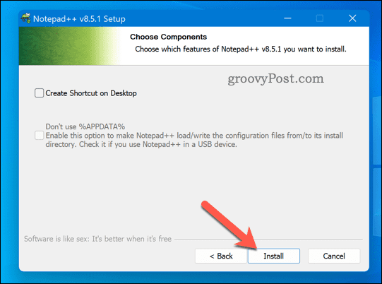 Start Notepad++-installasjonsprogrammet