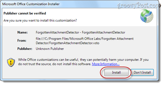 Glemt vedleggsdetektor advarer om manglende vedlegg i Microsoft Outlook