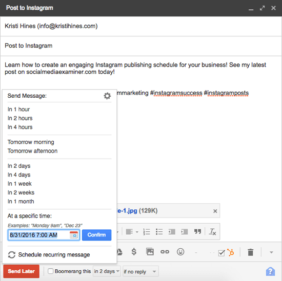 boomerang for Gmail påminnelse