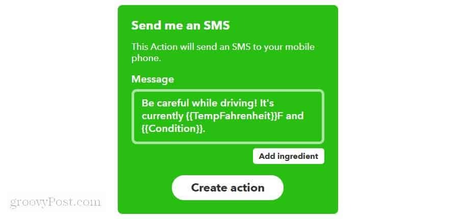 konfigurere en sms-melding på ifttt