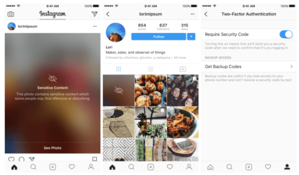 Instagram utvider tofaktorautentisering til alle brukere og begynner å uskarpe sensitivt innhold.