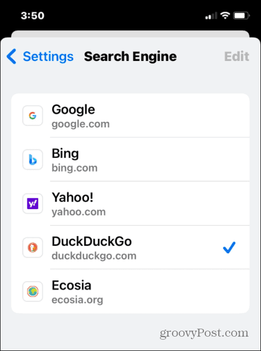 Google Chrome Velg søkemotor