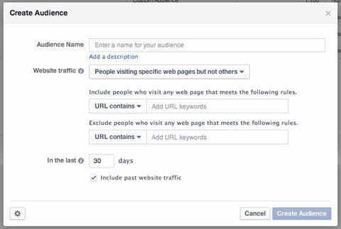 tilpasset publikumsoppretting i facebook