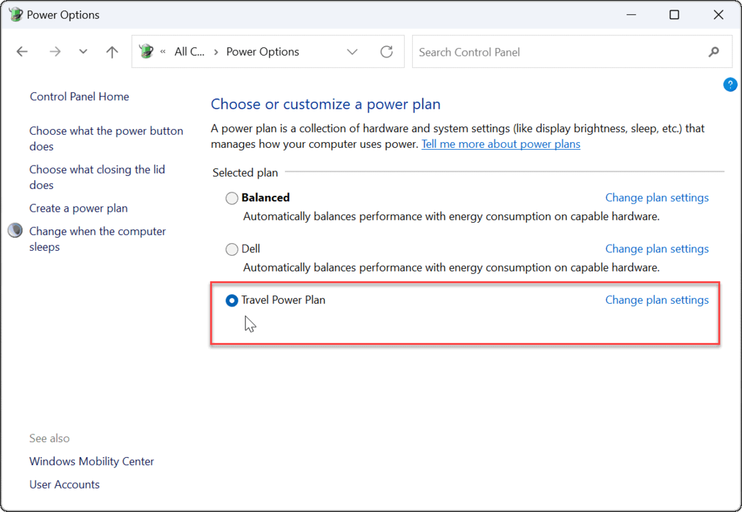Lag en tilpasset strømplan på Windows 11