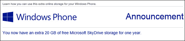 Brukere av Windows Phone får 20 GB gratis SkyDrive-plass
