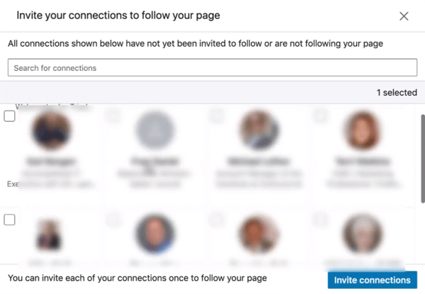 Inviter tilkoblinger til å følge LinkedIn-siden din, trinn 2.