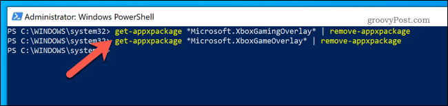 Fjerne spillelinjen ved hjelp av Windows PowerShell