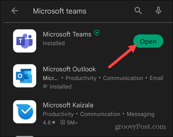 Hvordan installere Microsoft Teams på Android