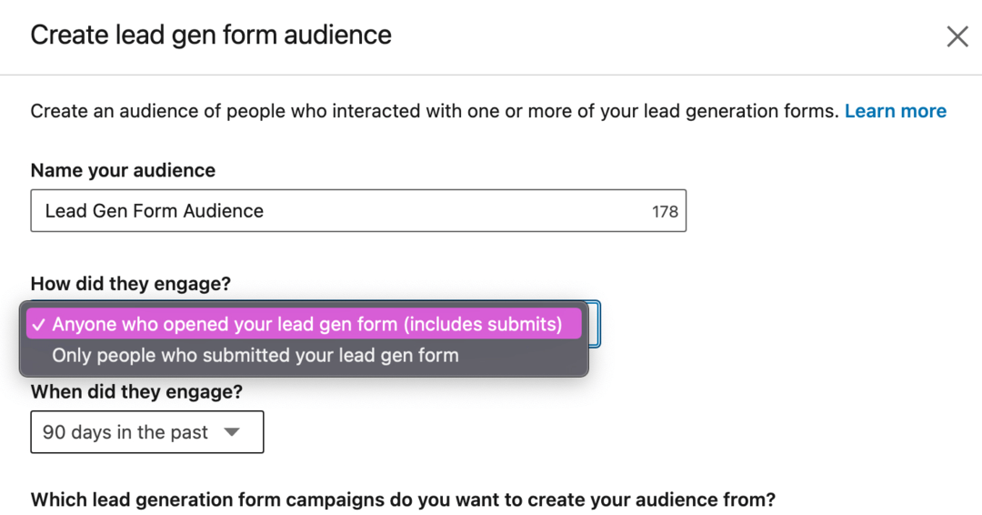 linkedin retargeting lead form engasjement