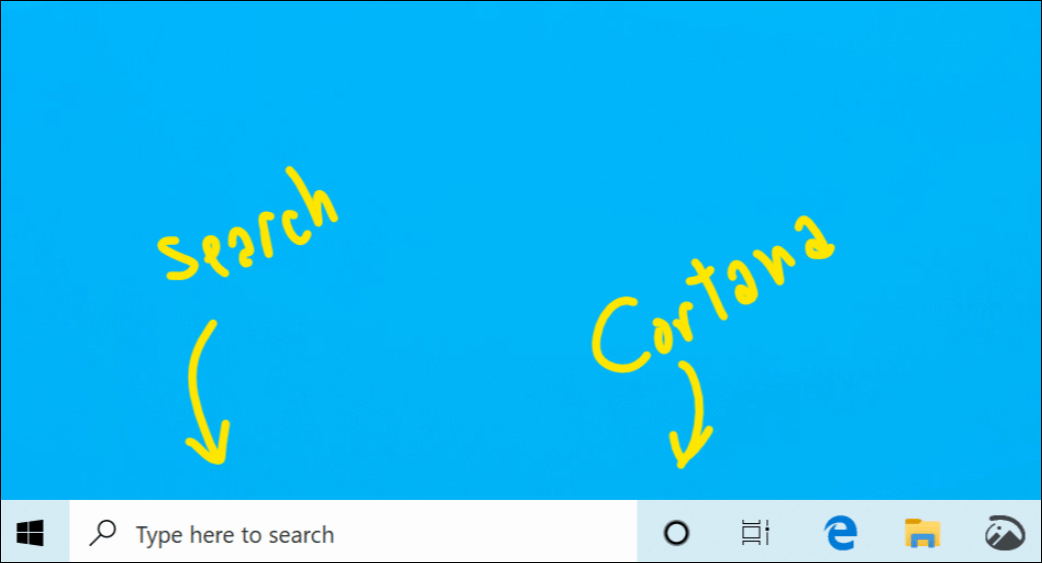 Cortana Search Separert Windows 10 18317