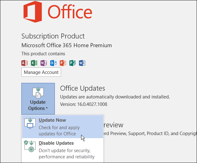 Office 2016-oppdatering