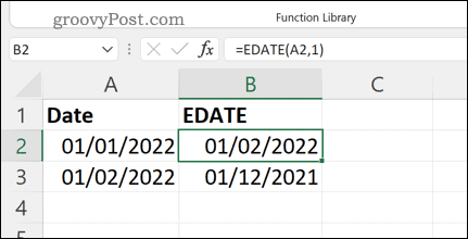 Ytterligere eksempler på EDATE-formelen i Excel