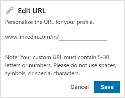 Rediger URL-adressen til LinkedIn-profilen din.