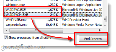 slutt prosess med Windows Live ID logg inn assistent