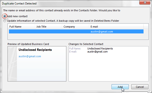 Gjør at Outlook vises for å sende e-post til ikke avslørte mottakere