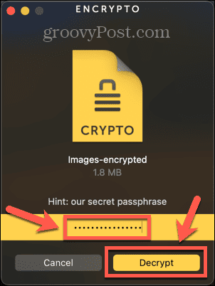 krypteringsdekrypteringsknapp