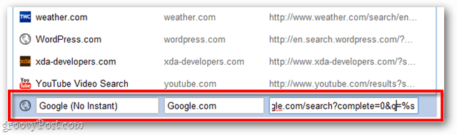 legg til en søkemotor i Google Chrome
