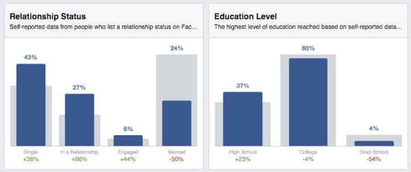 facebook publikum innsikt status utdanning