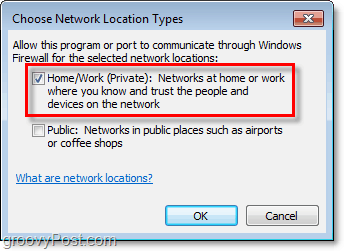 hvordan du manuelt velger et nettverk for Windows 7 brannmur unntak