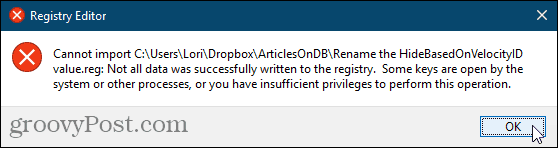Kan ikke importere reg-fil for Windows-registeret