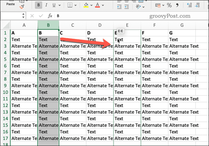 Flytte en kolonne i Excel