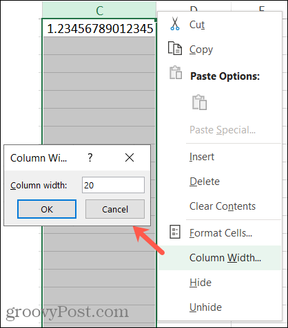 Øk kolonnebredden i Excel