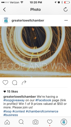 promoter facebook loop giveaway på instagram