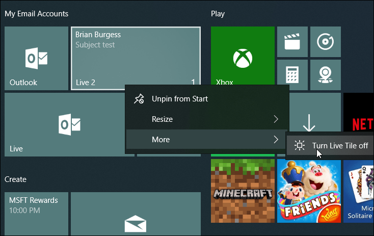 Ordne Live Mail Fliser Windows 10 Start
