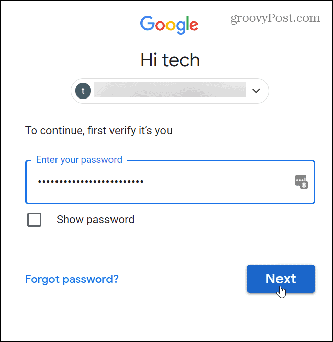 låse opp med passord for å bekrefte info