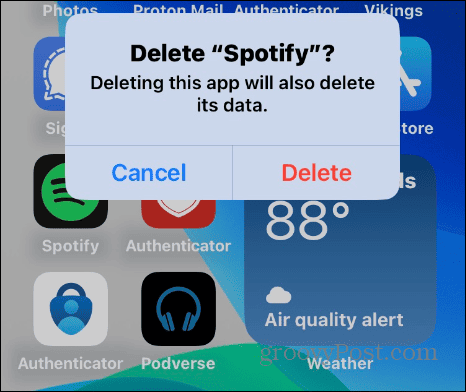 Slett Spotify-appen på iPhone