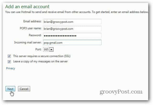 Hvordan legge til Gmail på Outlook.com