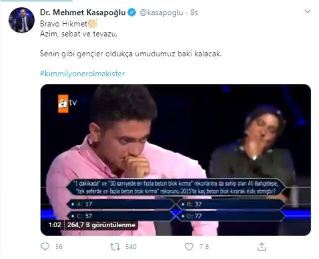deling av minister mehmet kasapoğlu
