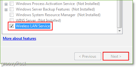 Skjermbilde - Windows Server 2008 Aktiver Wireless Lan Service Feature