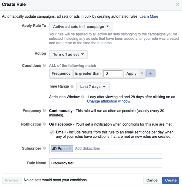 Sett opp en Facebook-automatisert regel i Power Editor.