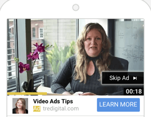 Hvordan sette opp en YouTube-annonsekampanje, trinn 6, velg et YouTube-annonseformat, eksempel på TrueView-annonser
