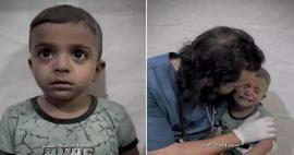 Slik forsøkte legen å roe ned det palestinske barnet som skalv av frykt under det israelske angrepet