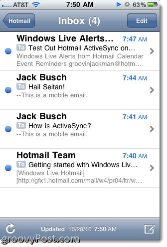 Legger Hotmail Exchange ActiveSync til iPhone