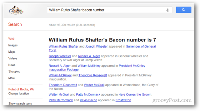 finn baconnummeret til enhver skuespiller eller skuespiller som bruker google